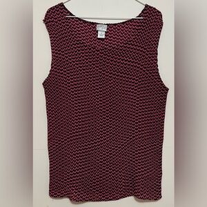 Kim Rogers Hearts Pink Blouse 1X  SemiSheer.